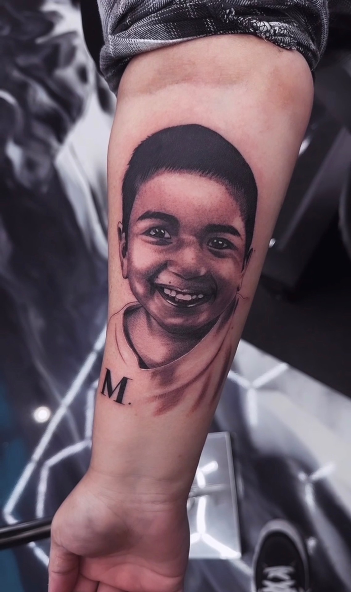 Custom gothic script lettering tattoo